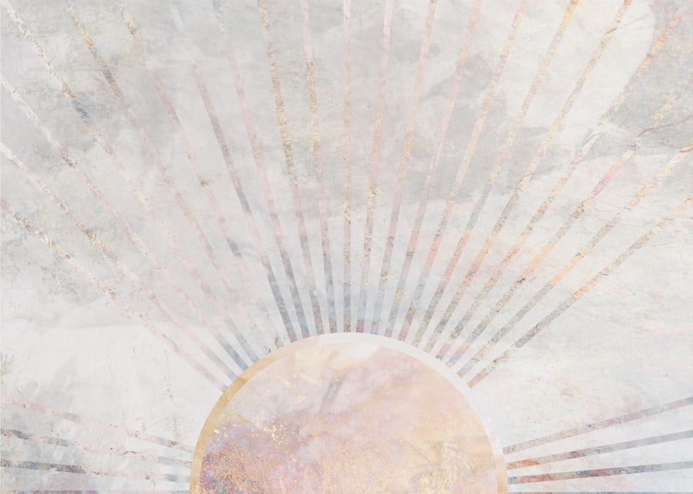 Gold sun rays mural concrete