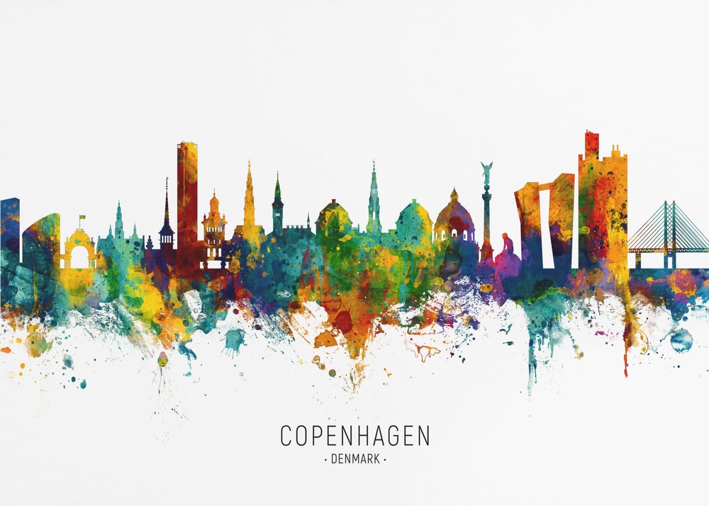 Copenhagen Watercolor Skyline