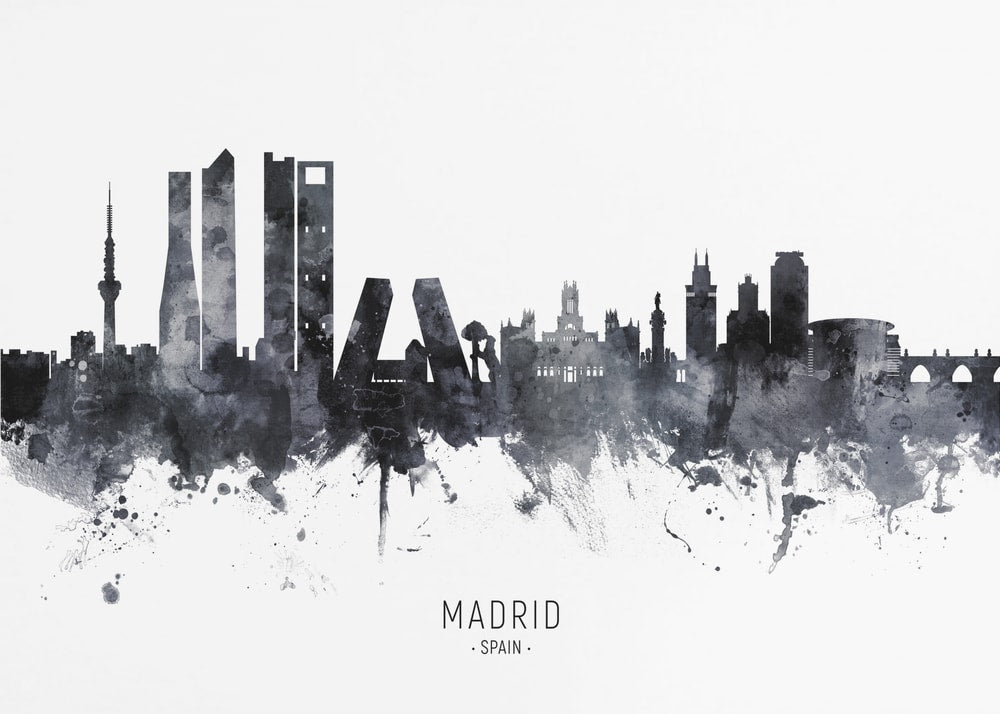 Madrid Watercolor Skyline