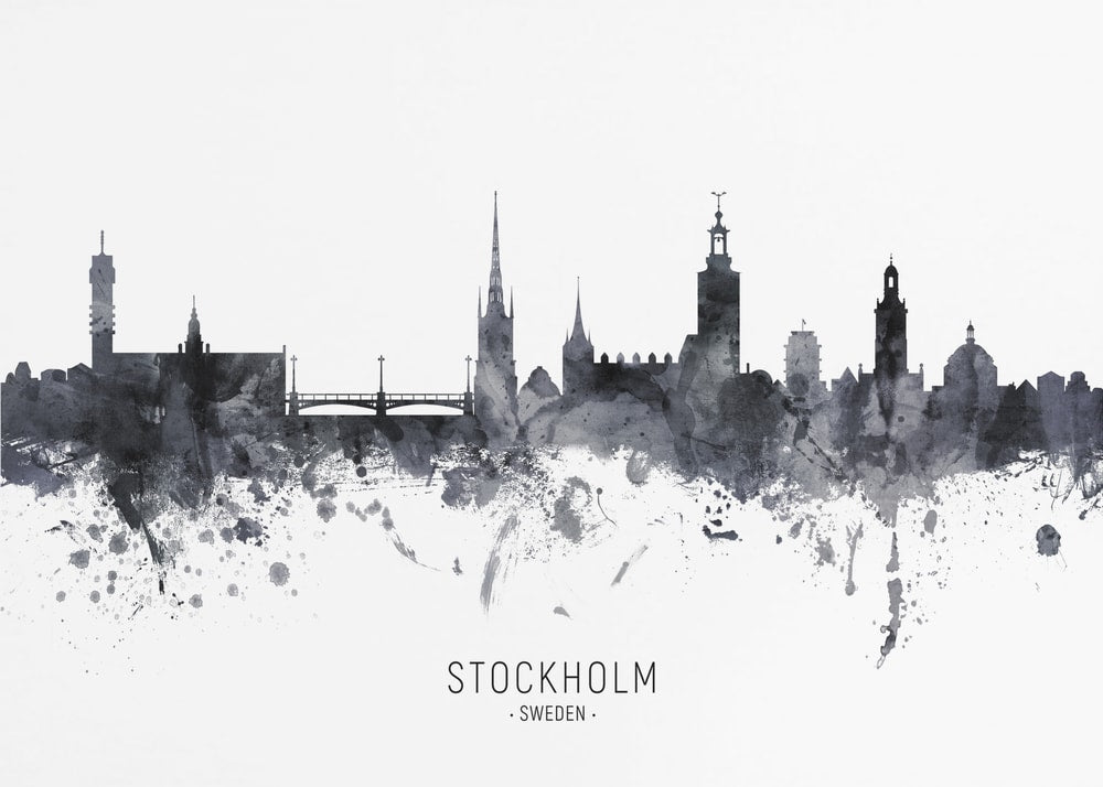 Stockholm Watercolor Skyline