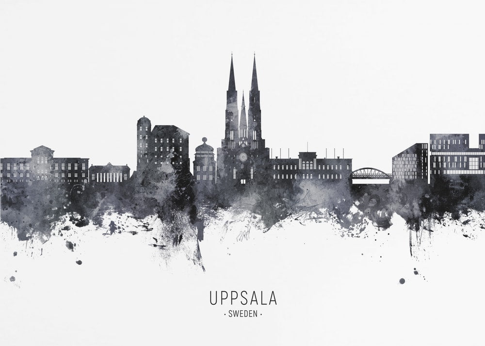 Uppsala Watercolor Skyline