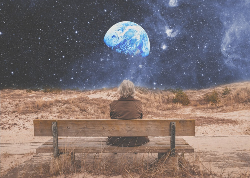 Woman Gazing At Earth