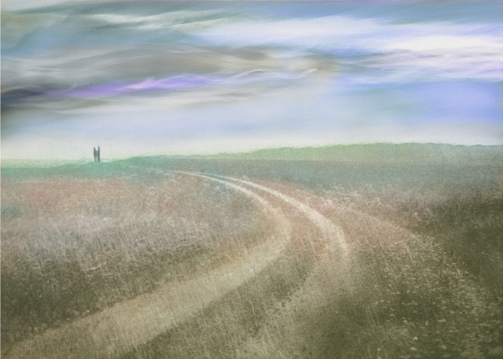 Distant Figures Purple Sky