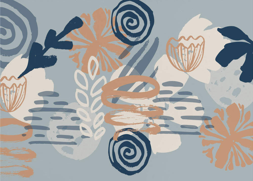 Scandia herb blue – Skandinavisk tapet med botaniska motiv i blå toner