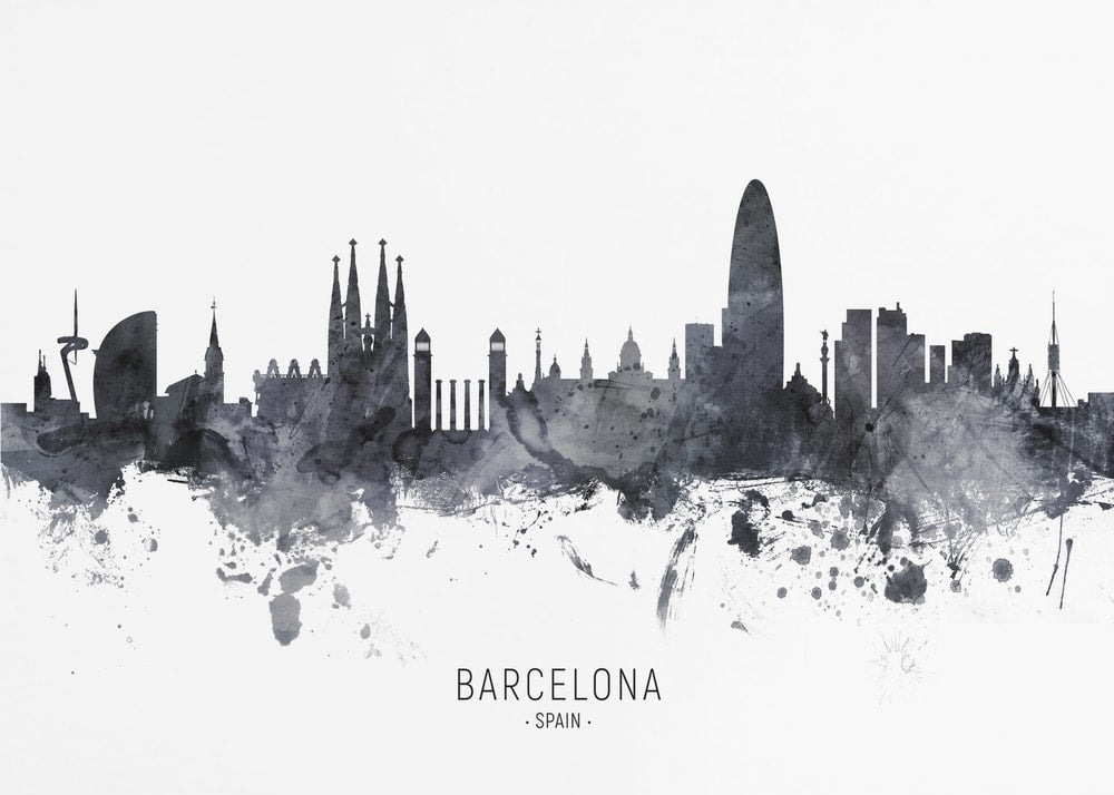 Barcelona Skyline Silhouette