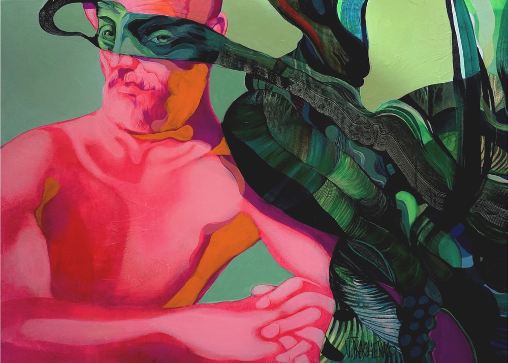 Surreal Green Mask Man