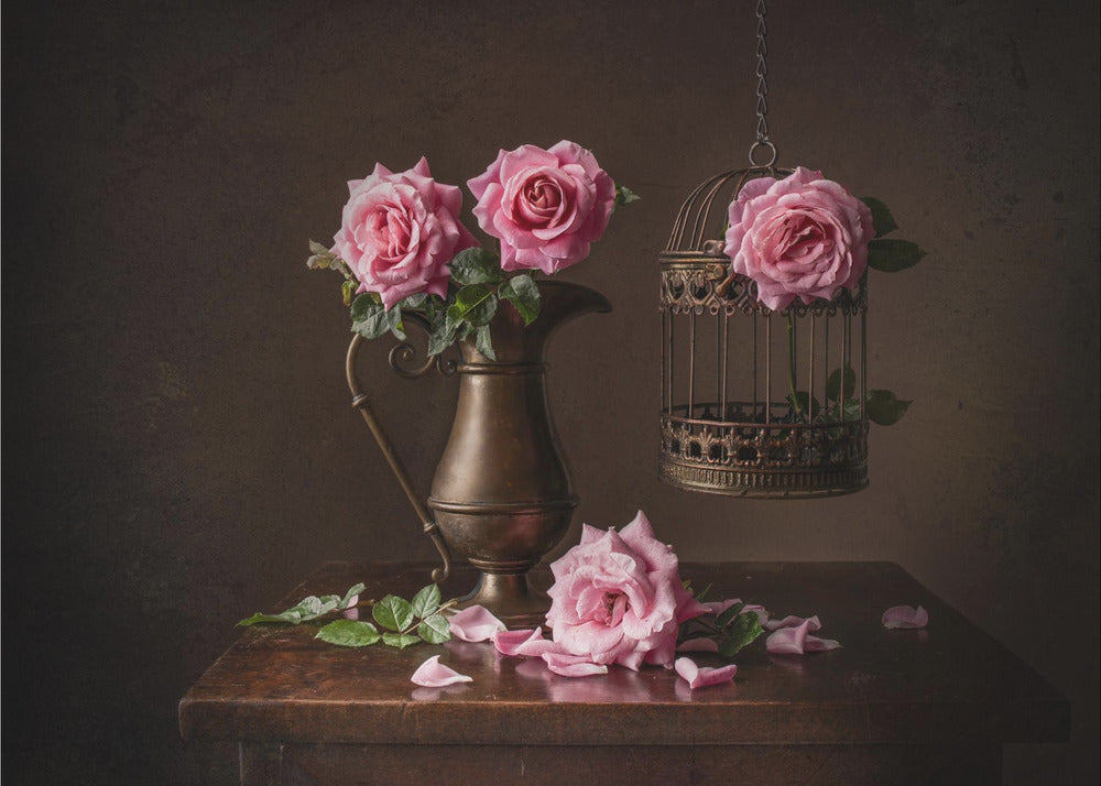 Vintage – Nostalgisk fototapet med rosor och vintage-charm