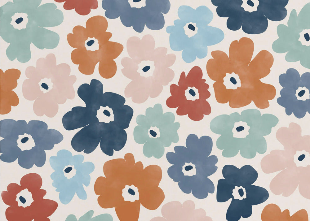 Blue rust – Abstrakt tapet med konstnärlig textur i blå och rostiga toner