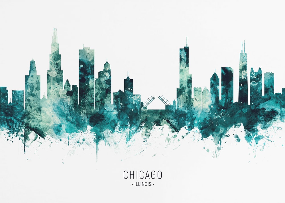 Teal Chicago Skyline