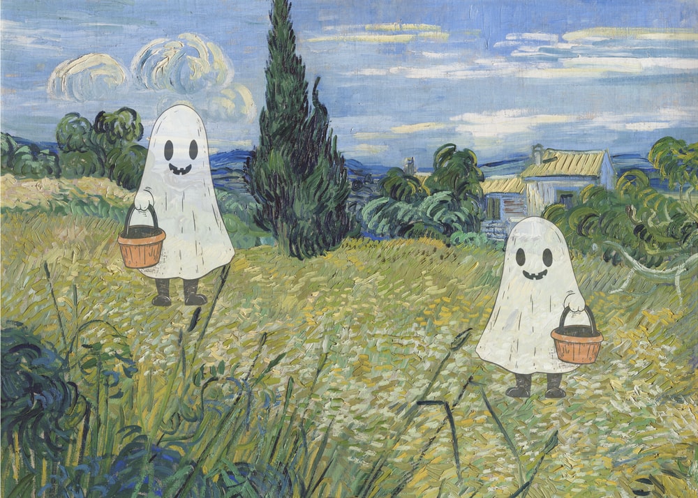 Cute Ghosts in Field