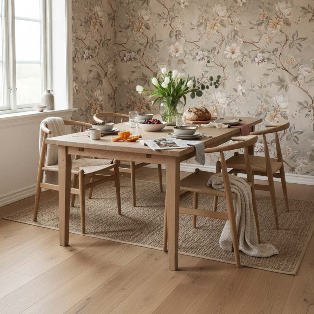 Asian Spring Mankai - Elegant tapet med graciösa blommor i beige-bruna toner