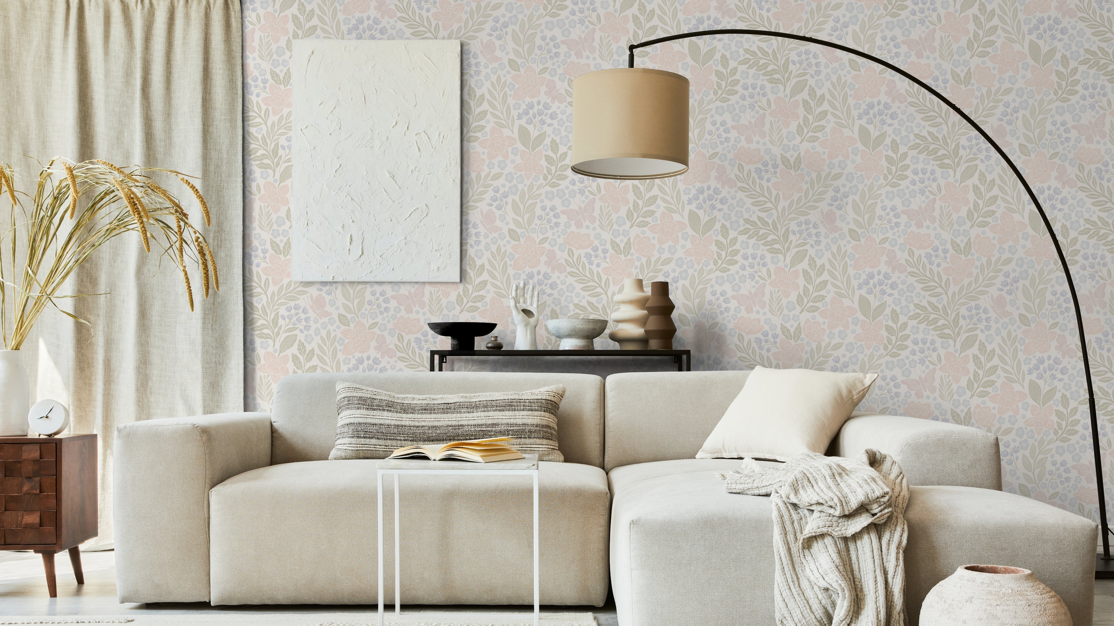 Reval Wallpaper Butterfly Garden half drop - Multi - Romantisk blommig tapet – högkvalitativ tapet för en personlig och ha...
