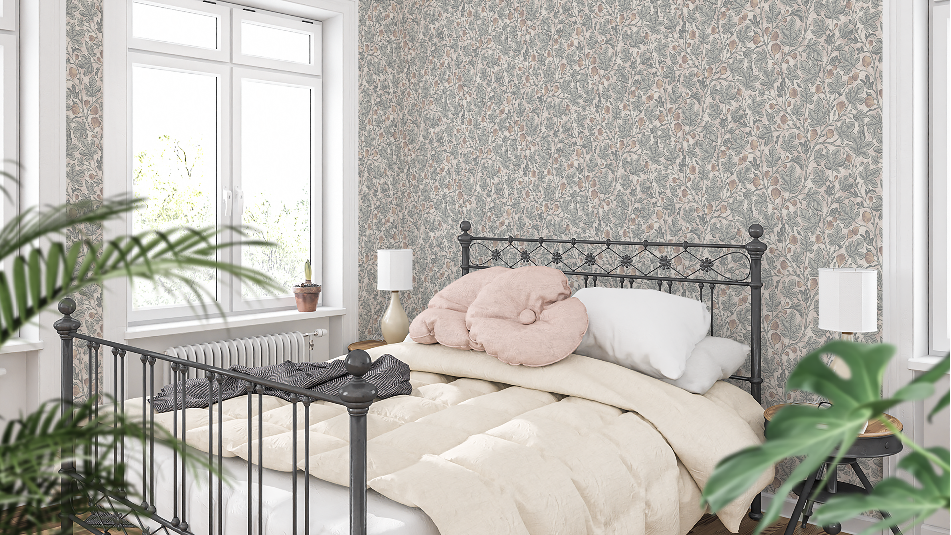 Fig Tree - Mild - Neutral tapet med fikonträd i mjuka toner