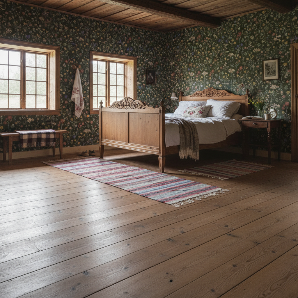 Sommaräng - Mossgrön – Naturlig tapet med vilda blommor i djupa gröna toner