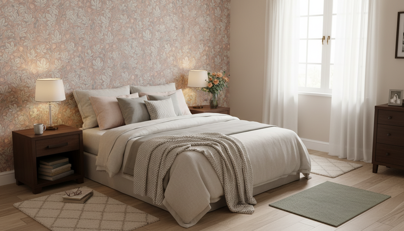 Fig Tree - Brown - Elegant botanisk tapet med handmålade fikonblad