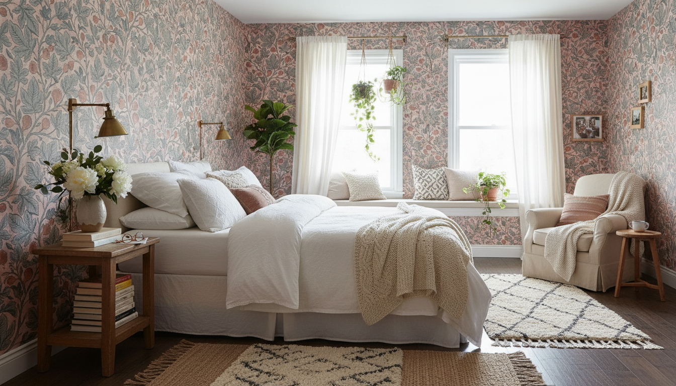 Fig Tree - Terra - Elegant botanisk tapet med handmålade fikonblad