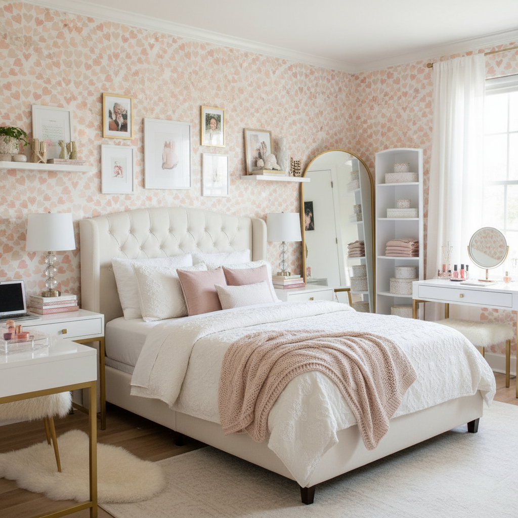 Scallop Hearts - Terracotta - Varm tapet med hjärtmotiv i terracotta-toner