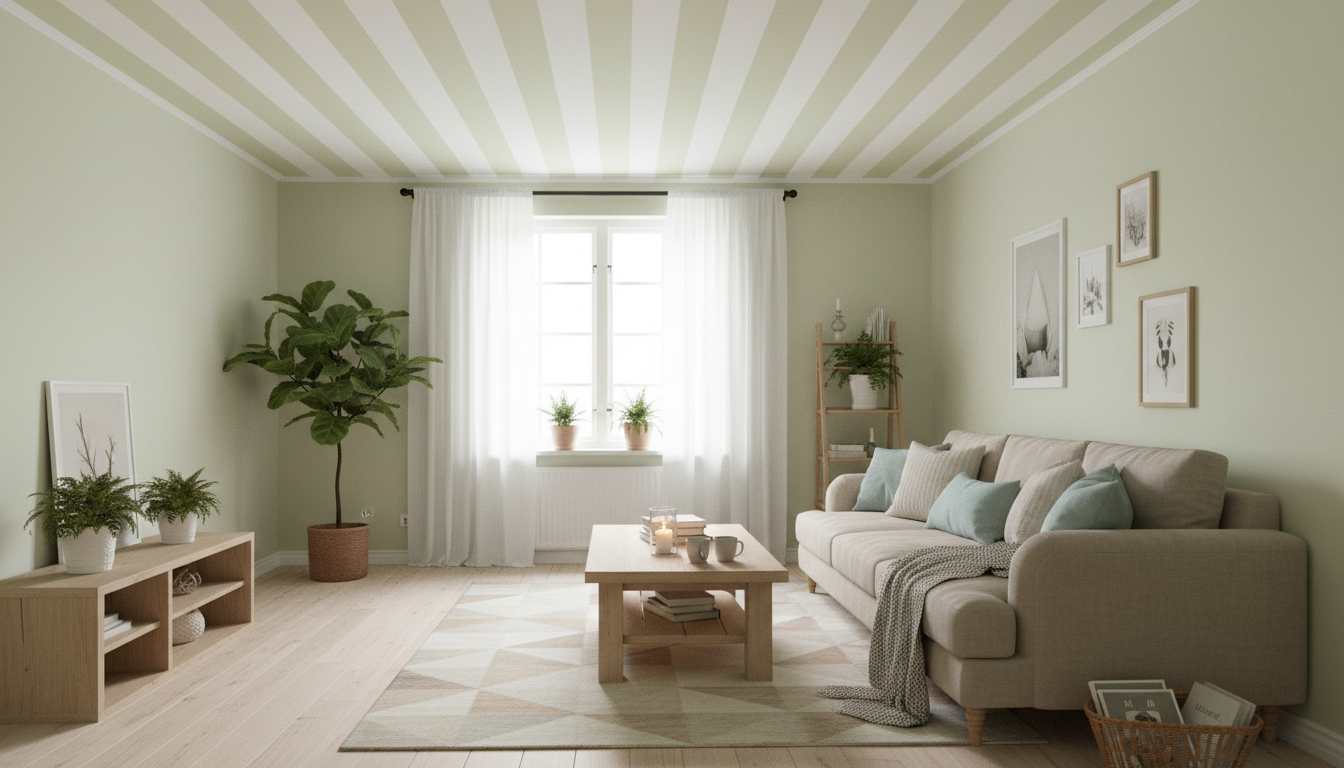 Big Stripes - Vit/Beryllgrön - Klassisk randig tapet i gröna toner