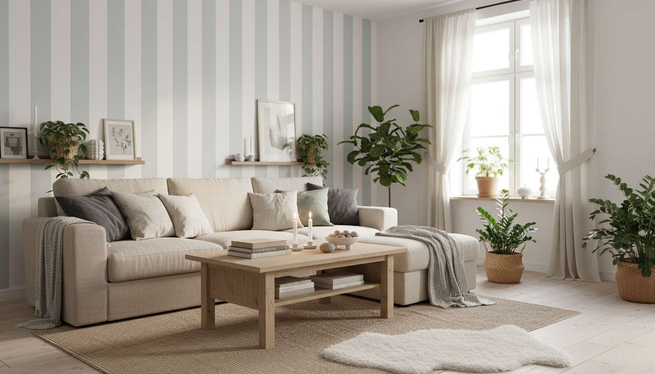 Big Stripes - Vit/Grå - Klassisk randig tapet i tidlös färgskala