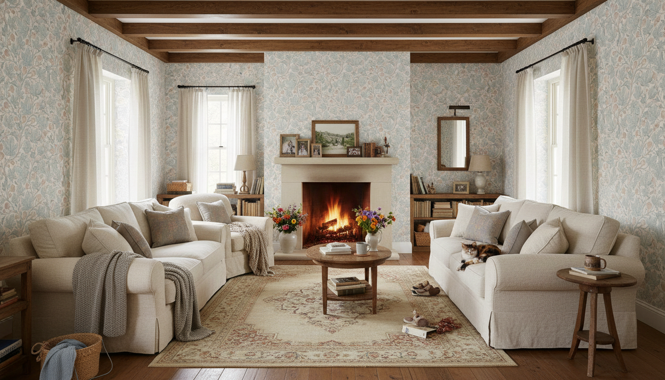 Fig Tree - Silver - Elegant tapet med fikonträd i silvertoner