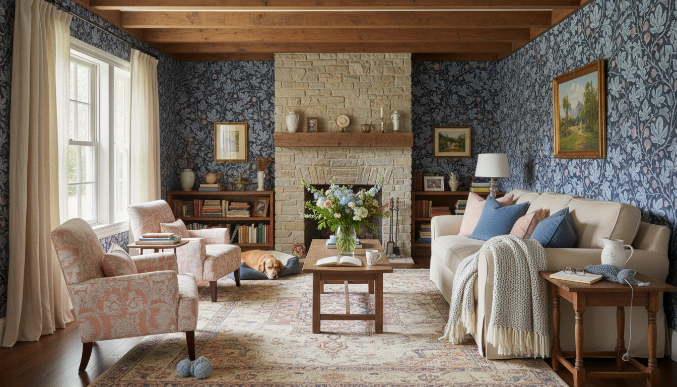 Fig Tree - Midnight - Elegant tapet med fikonträd i mörka toner