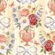 Victorian Vase – Elegant striped wallpaper with flowers and Victorian vases