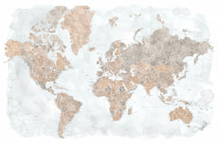 Wall mural Calista high detail world map – fototapet med unikt motiv som skapar en inspirerande fondvägg
