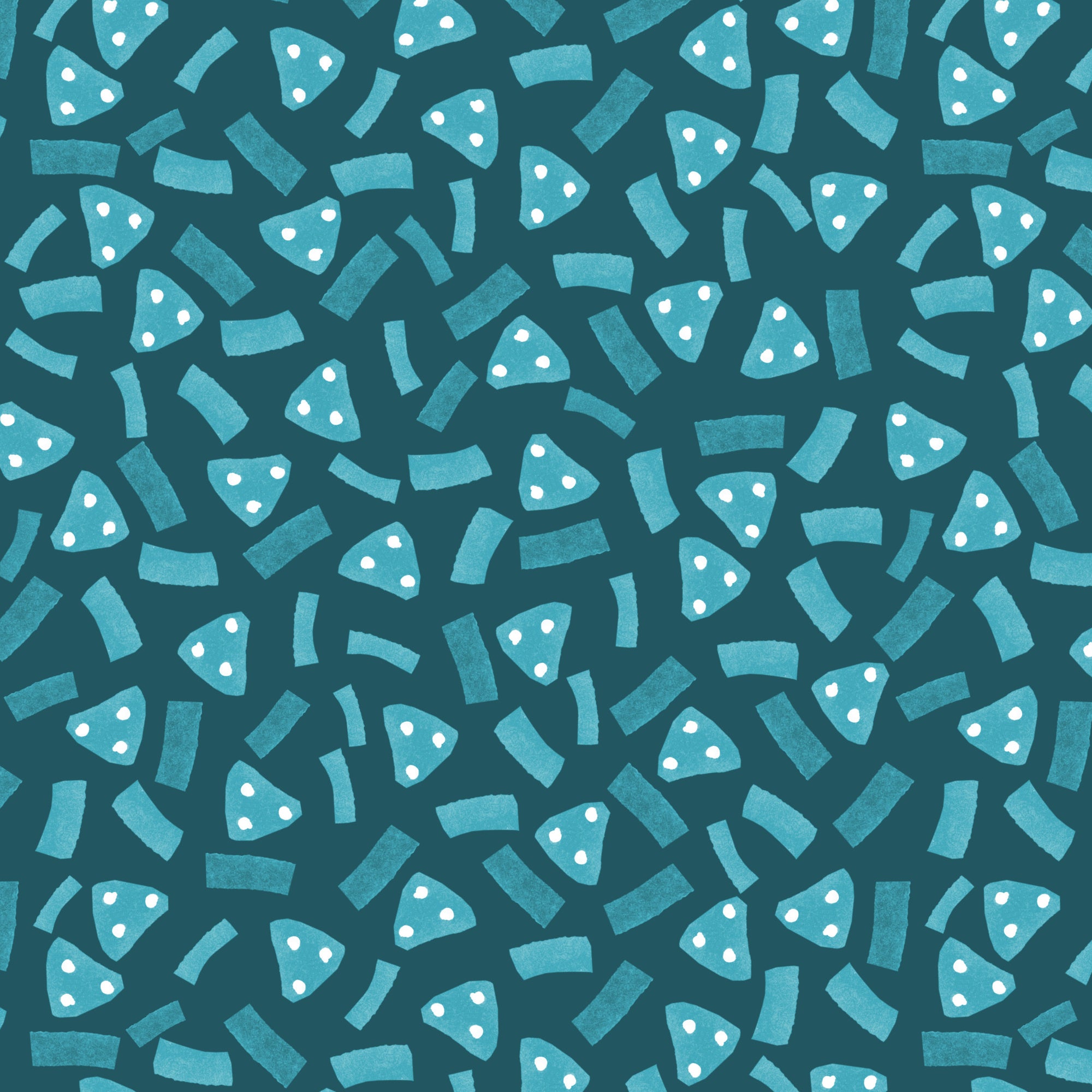 Geometric Marks Navy Turquoise On Green