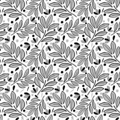 Wall mural Lushy Leaves Black White – fototapet med unikt motiv som skapar en inspirerande fondvägg