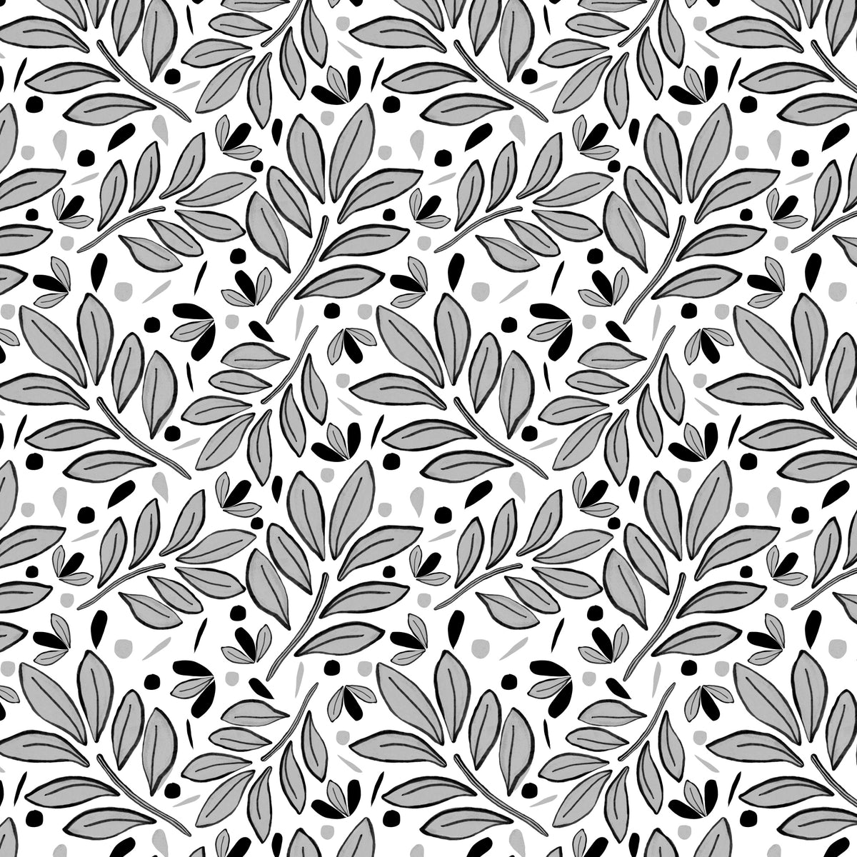 Lushy Leaves Black White