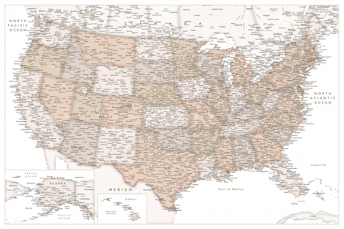 Detaljert kart over USA, Louie