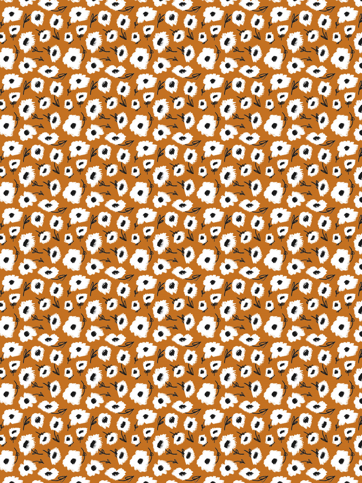 Cute Flowers on Ochre Background