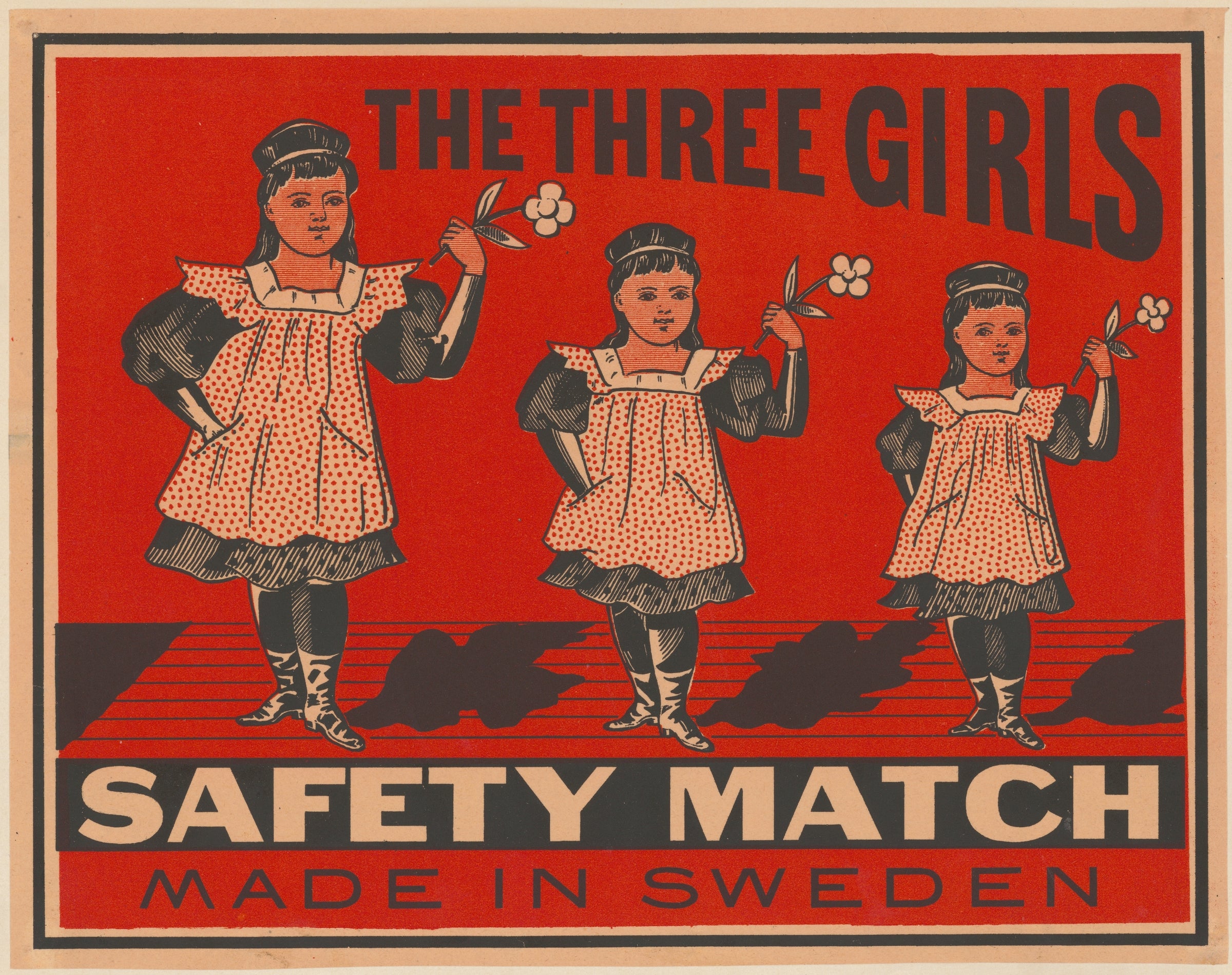 The Three Girls – Vintage Safety Match-affisch från Sverige