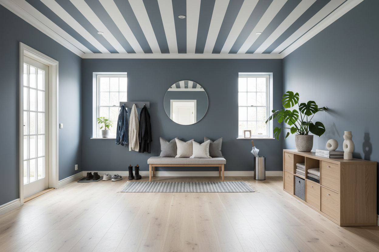 Big Stripes - Vit/Antracitgrå – Grafisk randig tapet i skandinavisk stil