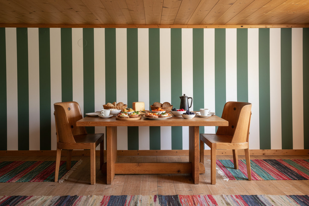 Big Stripes - Vit/Ärggrön X-Large – Grafisk tapet med moderna ränder