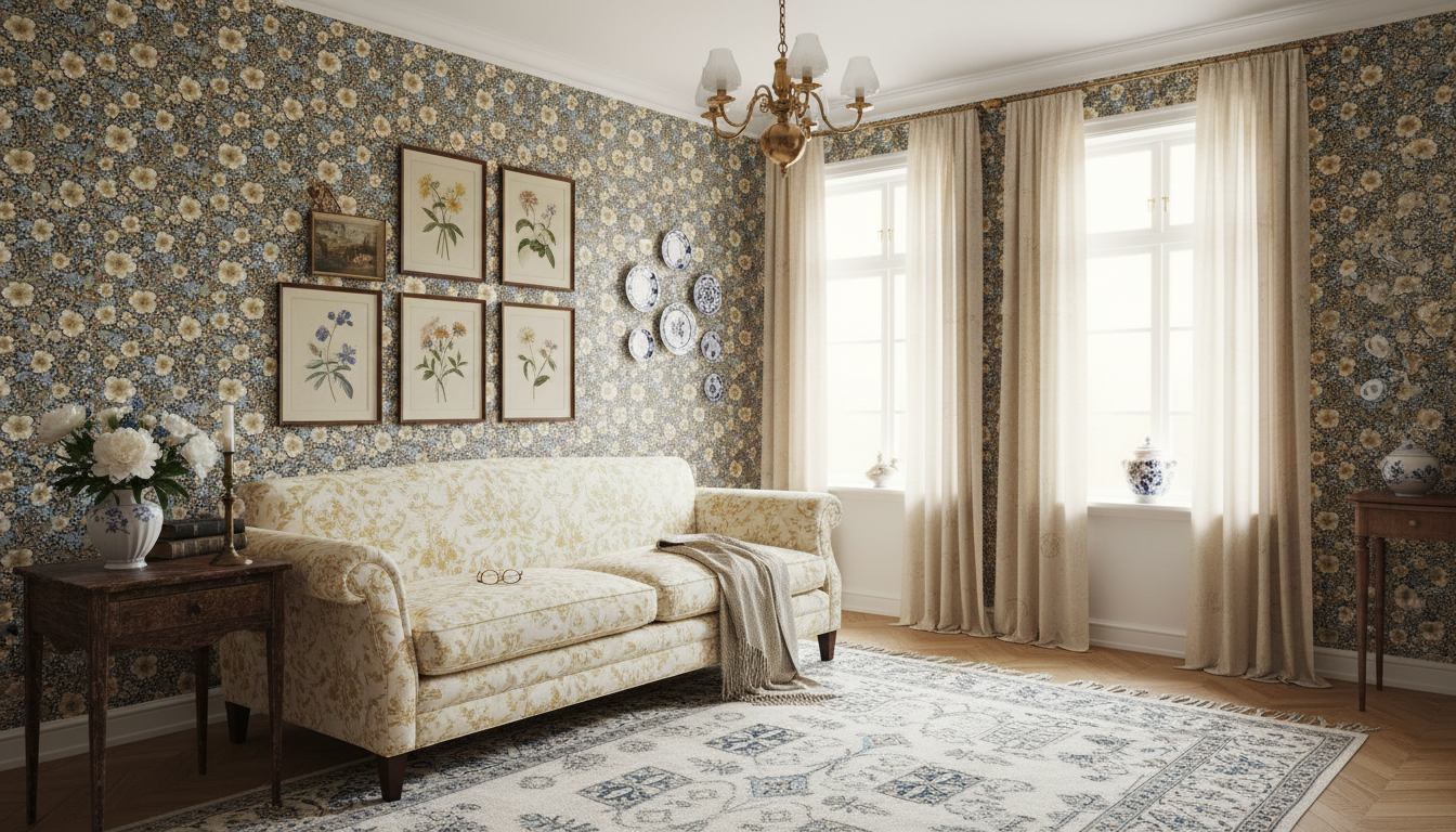 Springtime - Black Multi - Flerfärgad blommig tapet för alla rum