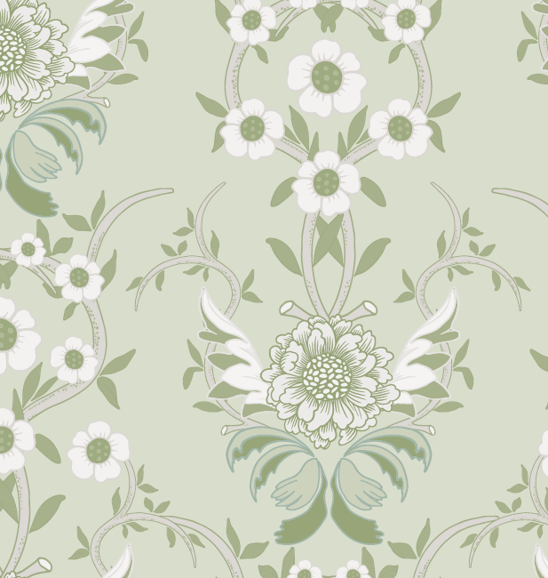 Serendipity - Light green - Ljusgrön tapet med organiskt mönster