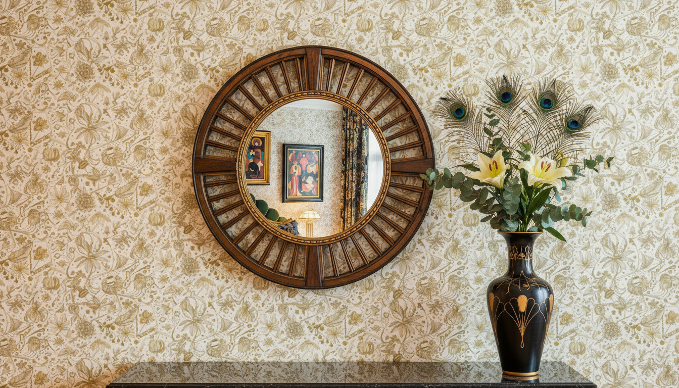 Floralies - Ocker – Elegant tapet med abstrakt konst i varma ockertoner