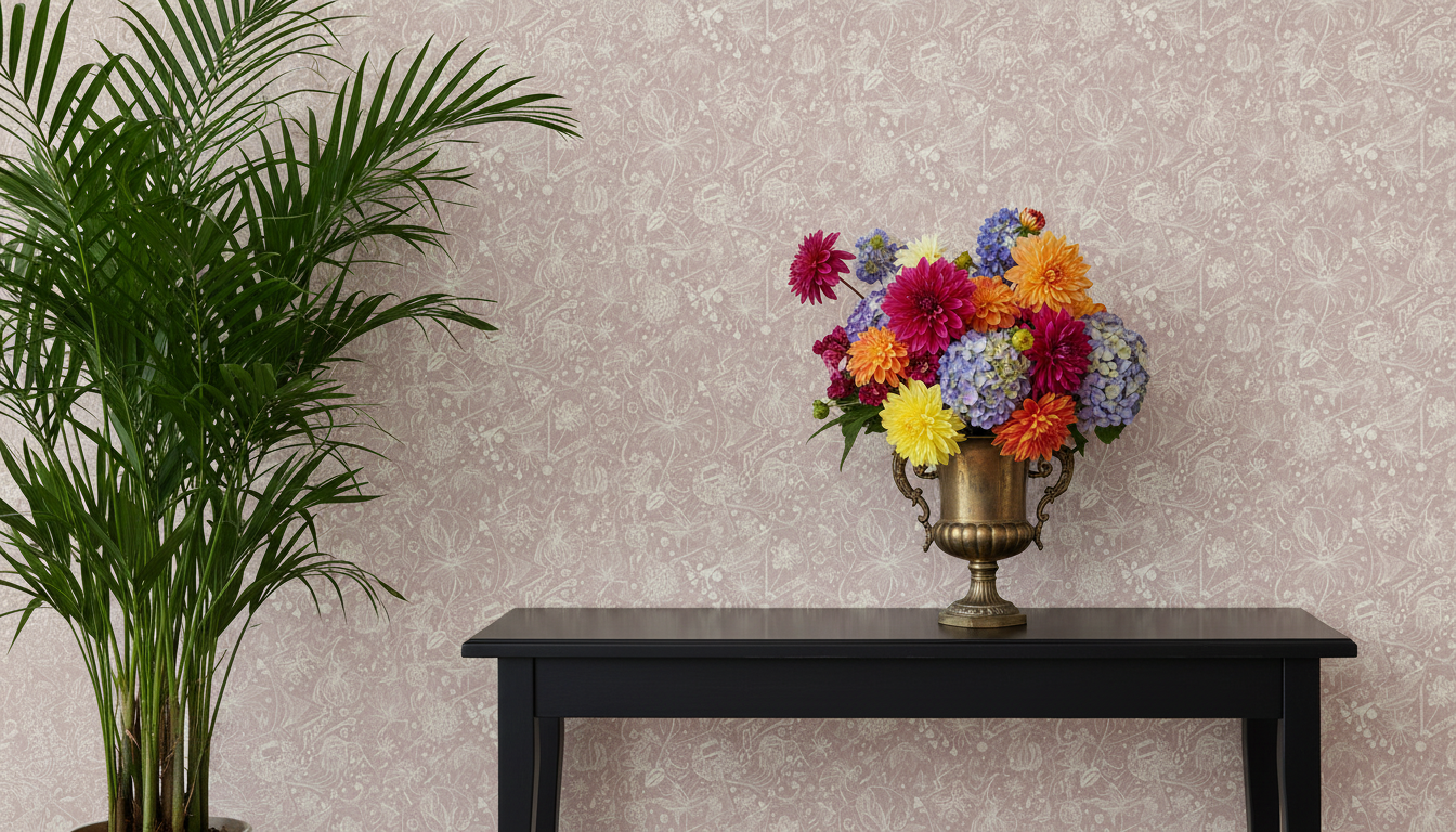 Floralies - Rosa – Elegant tapet med abstrakt konst i mjuka rosa toner