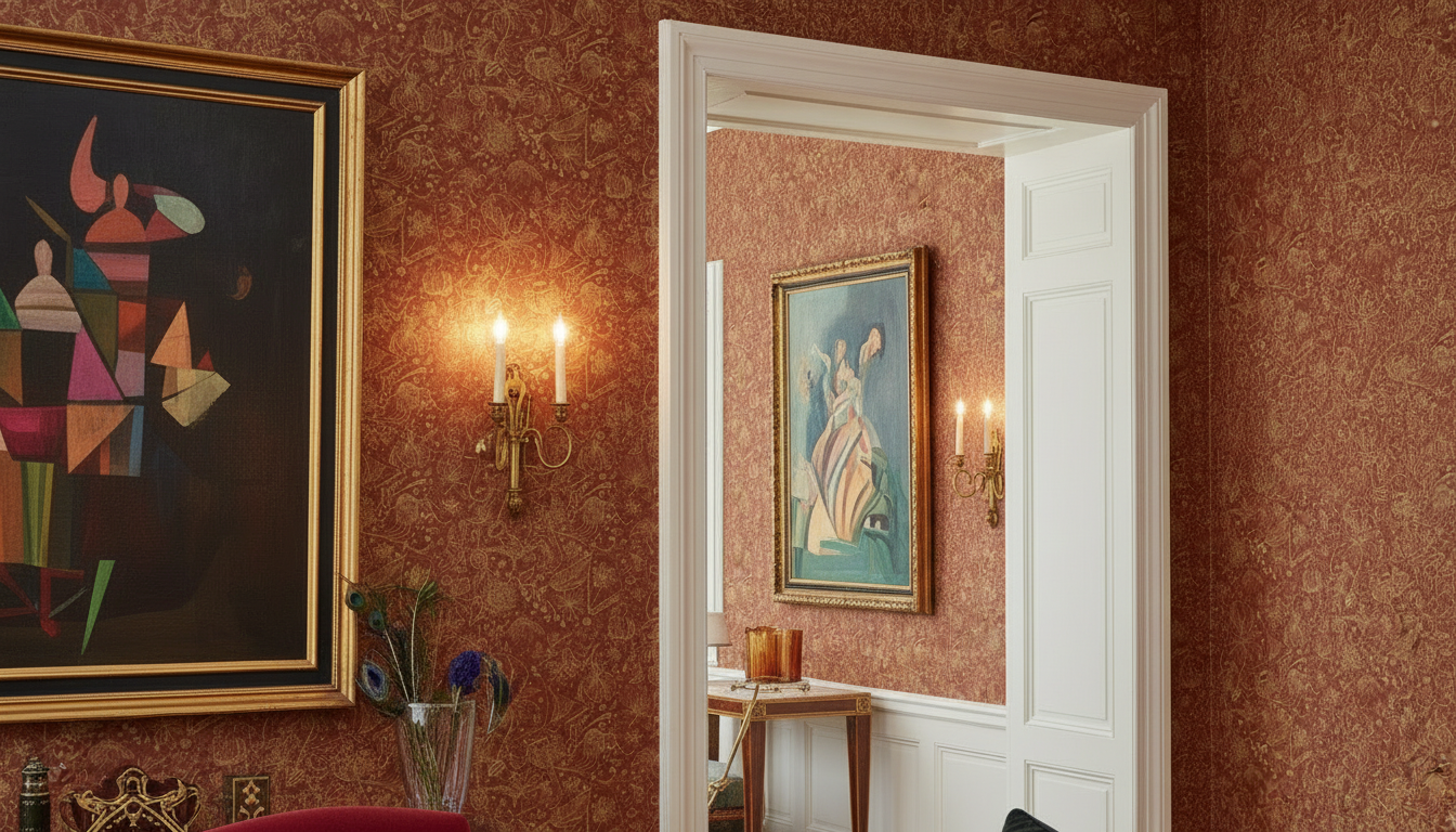 Floralies - Bärnsten – Elegant tapet med abstrakt konst i varma bärnstenstoner