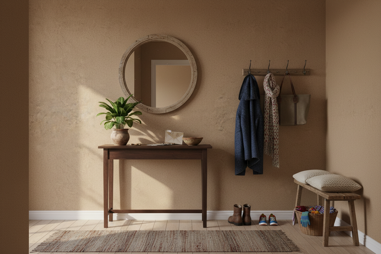 Reval Wallpaper Board Texture - Sadelbrun - Minimalistisk tapet med byggskivestruktur – högkvalitativ tapet för en personl...