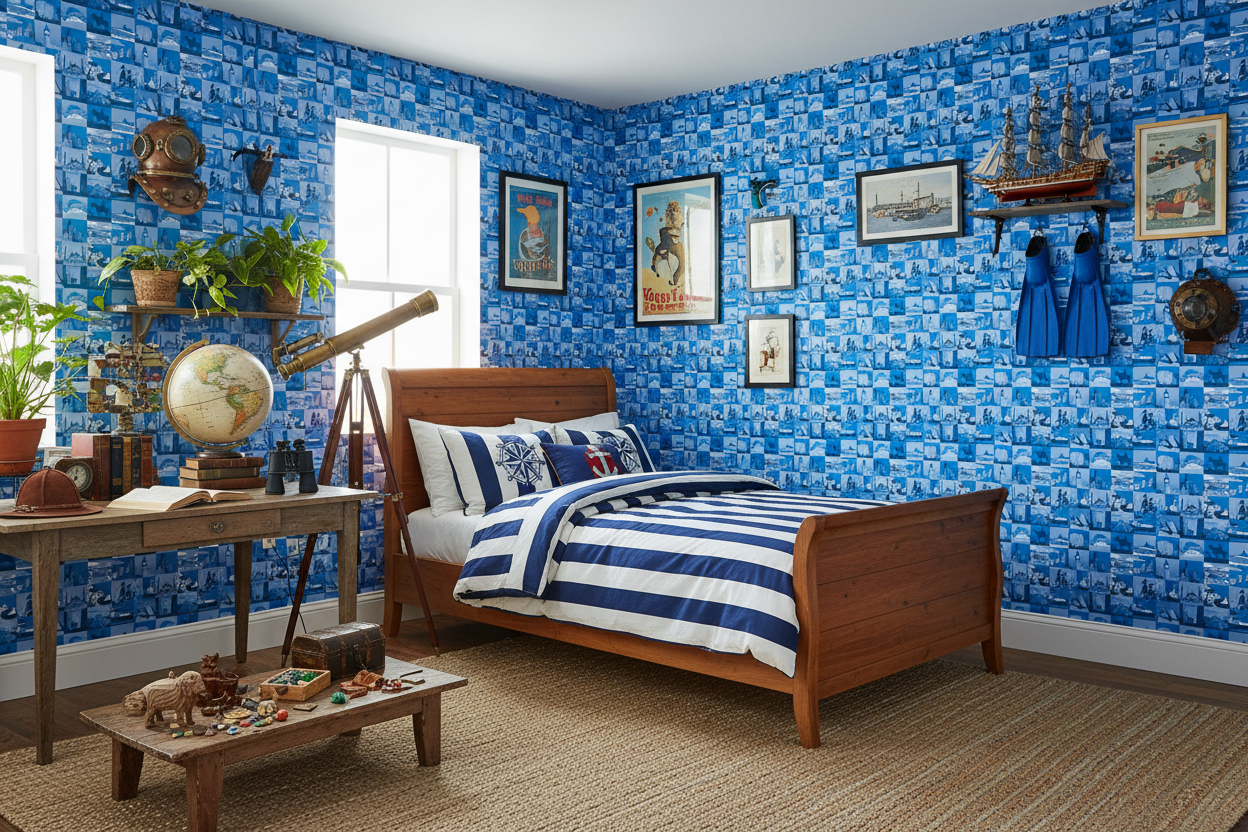 Jorden i byggsats - Blått kollage med världens alla hörn