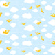 Birdies – Playful children's wallpaper with birds and clouds