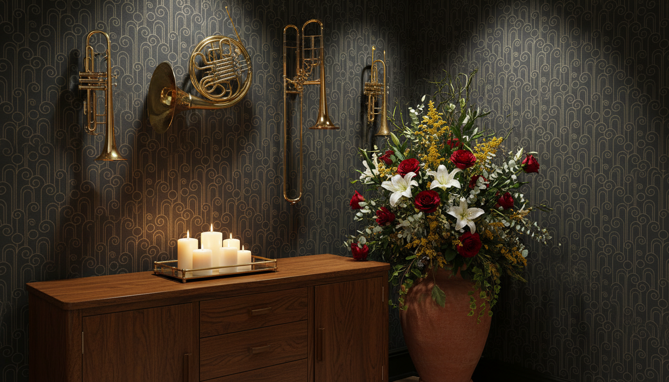 Curls - Tapet med art deco-inspirerade kurvor i brunt