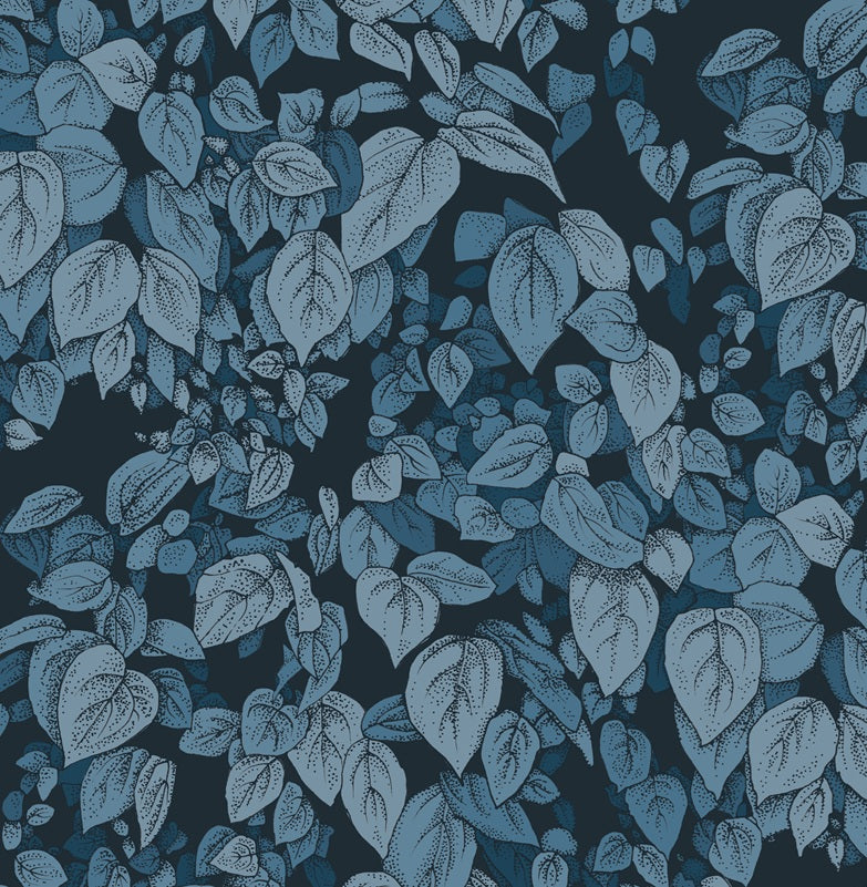 Schersmin - Blå - Klassisk tapet med djup färg och lantlig charm