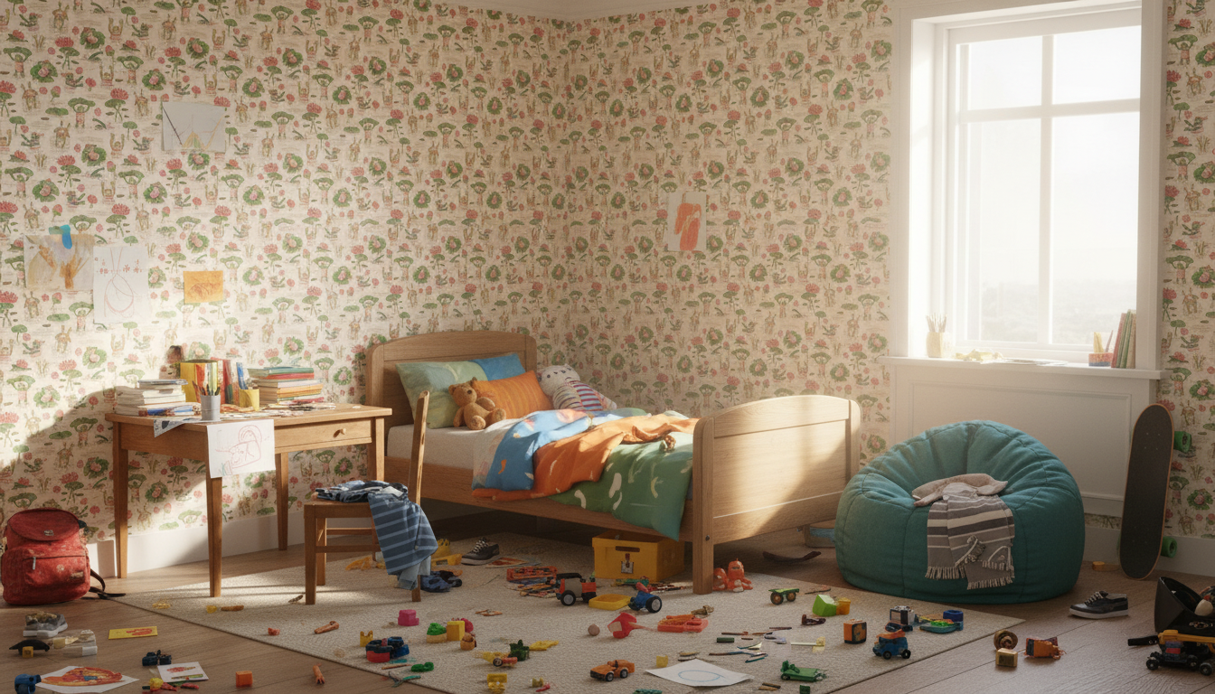 Badgroda - Godis - Barnrumstapet med grodor och näckrosor