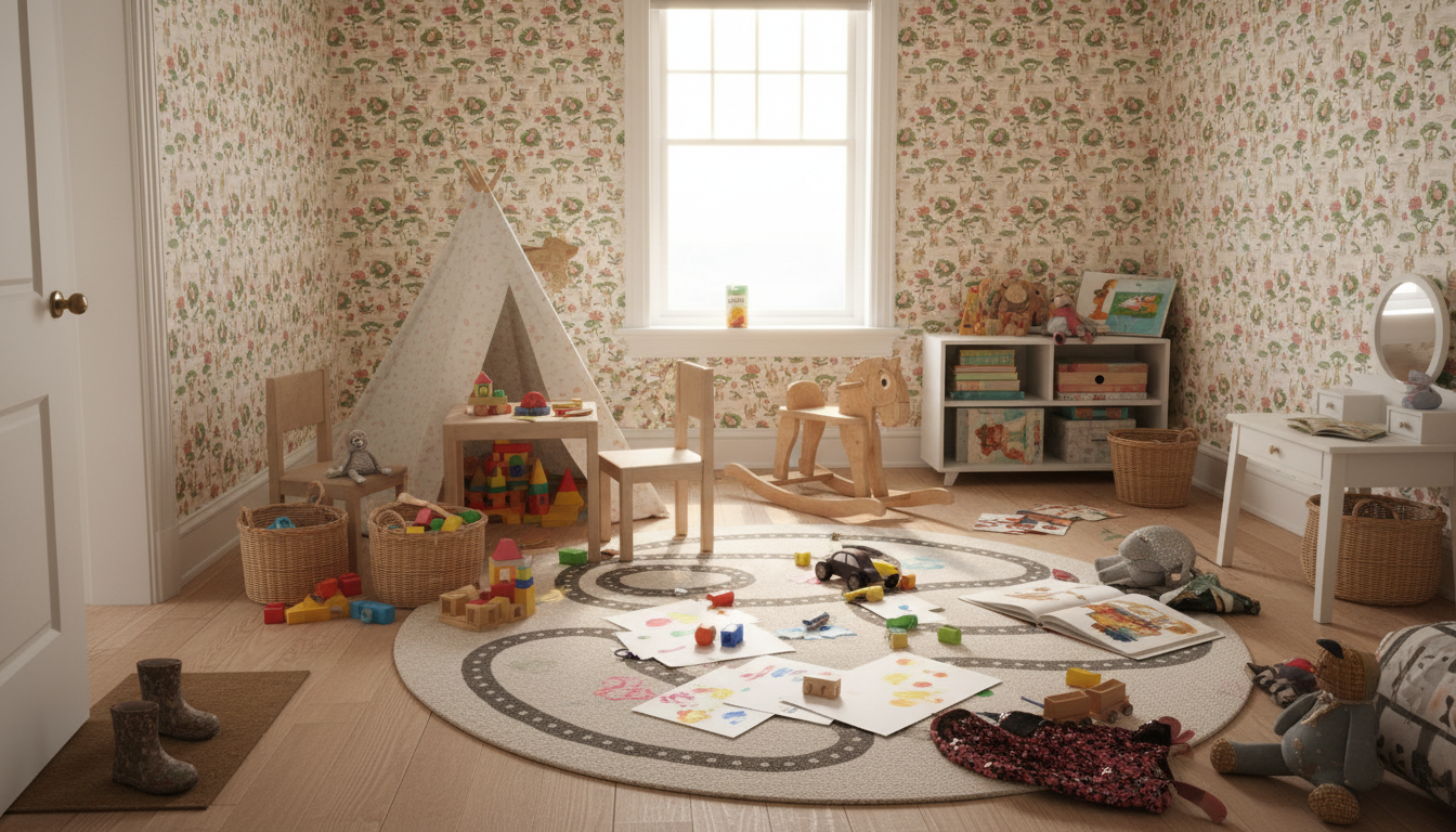 Badgroda - Godis - Barnrumstapet med grodor och näckrosor