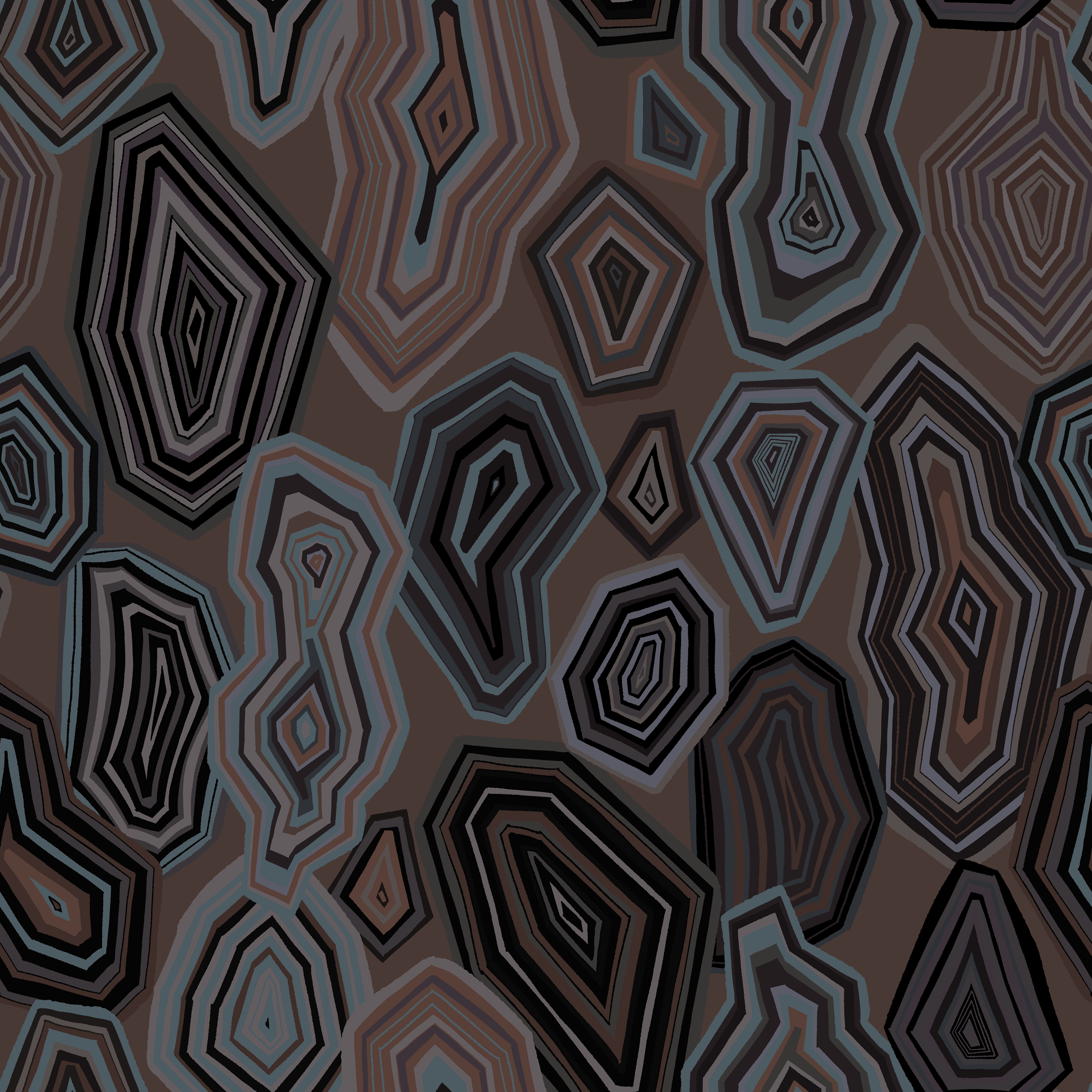 Agate Lava – Tapet med retro stormönster i varma bruna toner