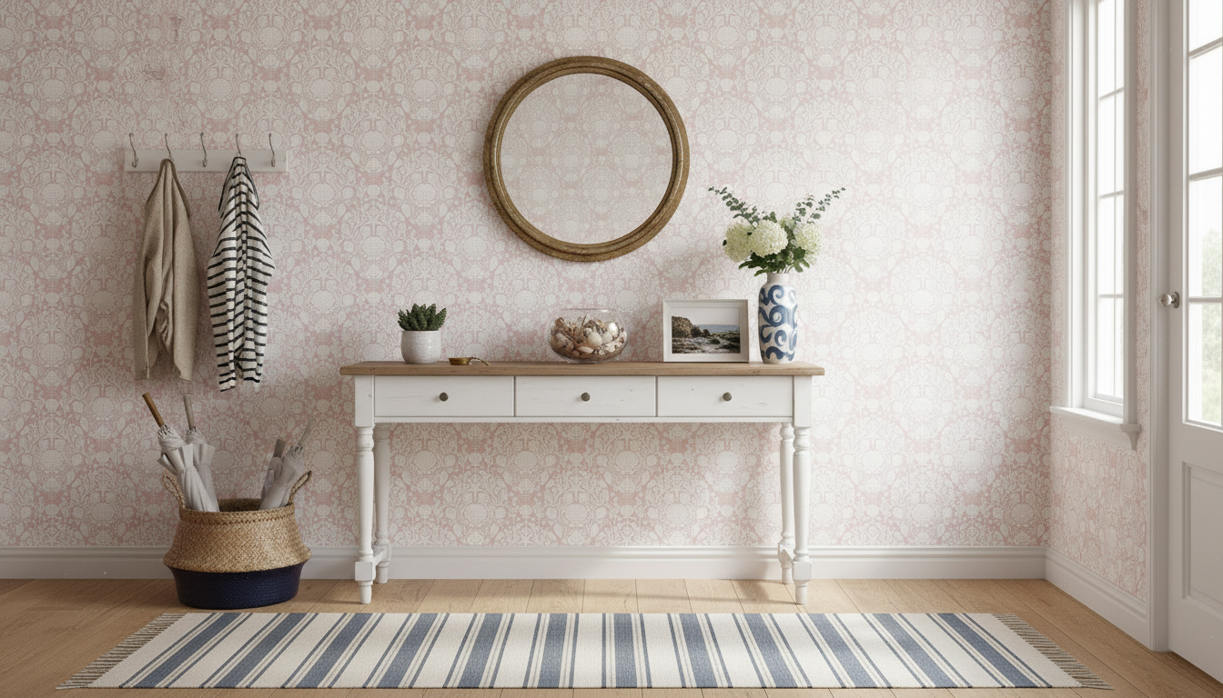 Deep Sea Damask - Blush – Marin tapet med havsdjur och växter
