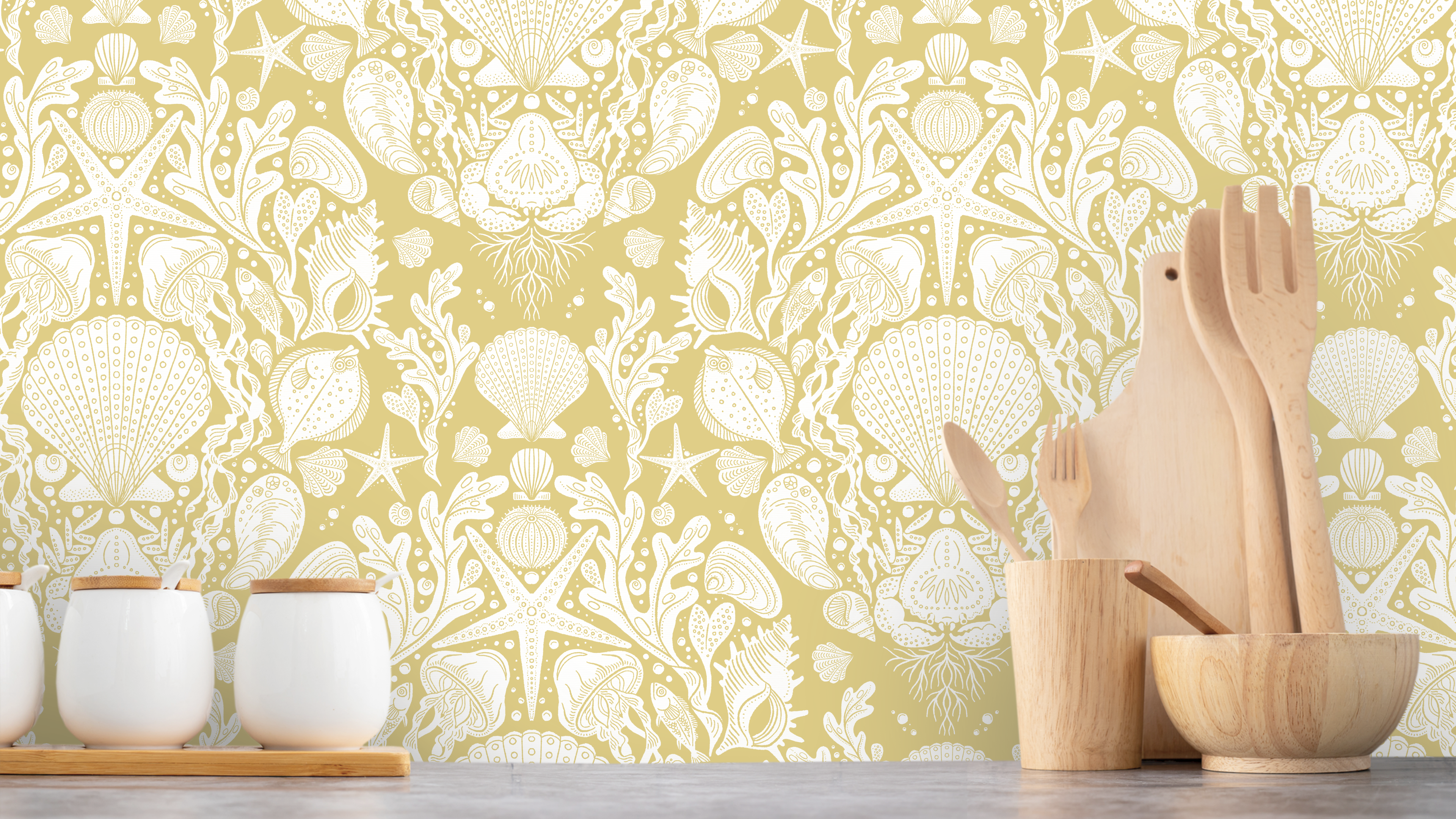 Deep Sea Damask - Sunny